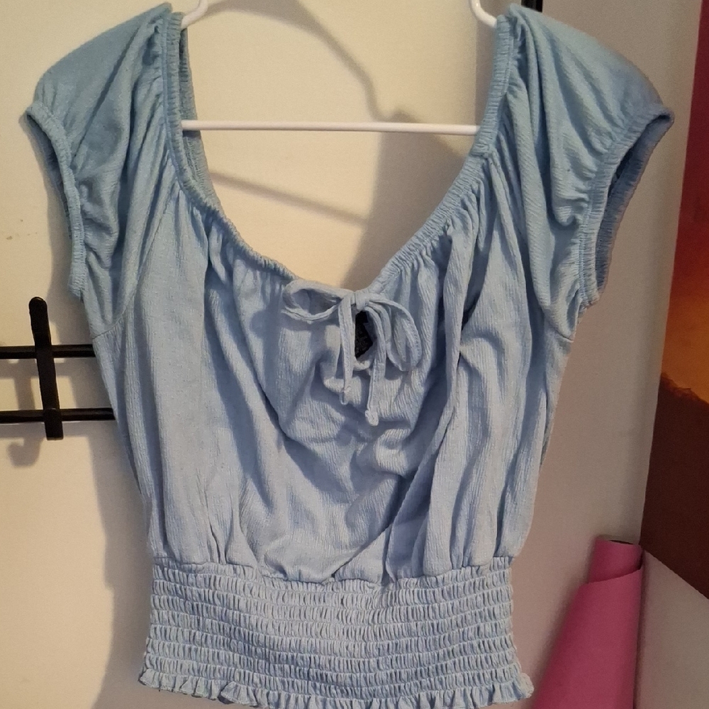 Light Blue Ruched Top